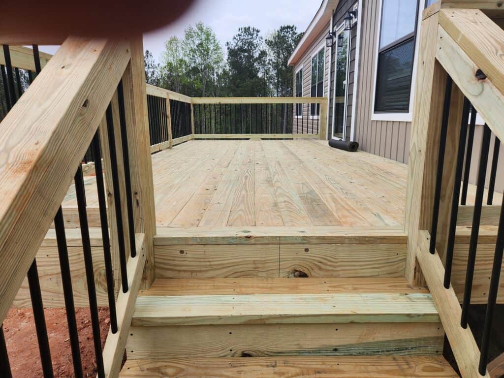 Vestavia Hills custom deck with stairs and black railings